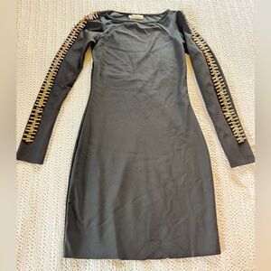 Carlos Miele Black Mini Dress with Silver Bar Accents size small